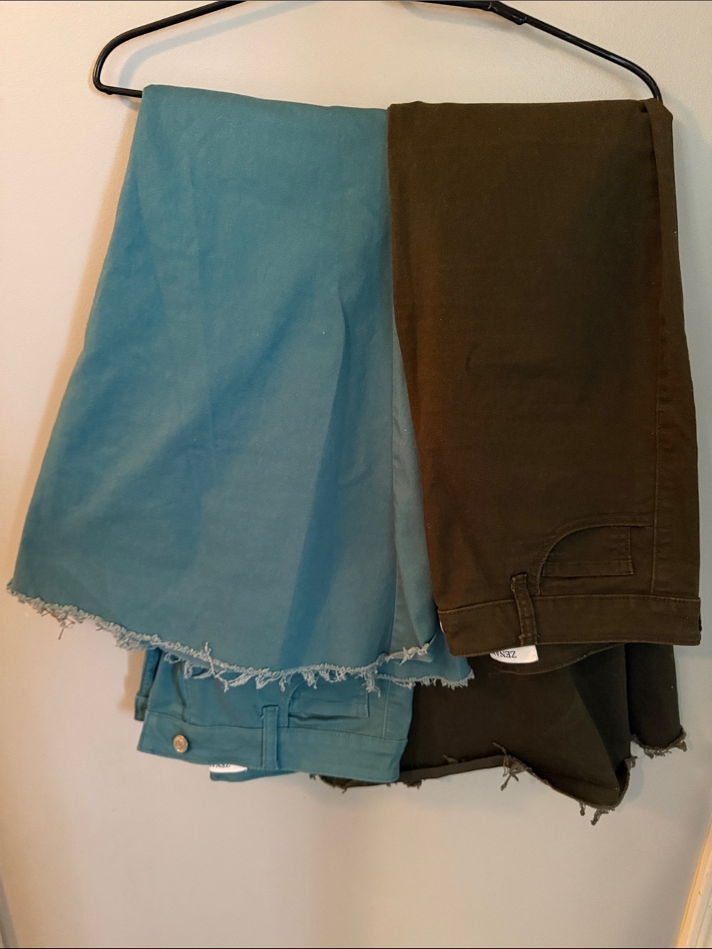2 pairs- Zenana Outfitters Bell Bottom Stretch Jeans in Teal and Olive